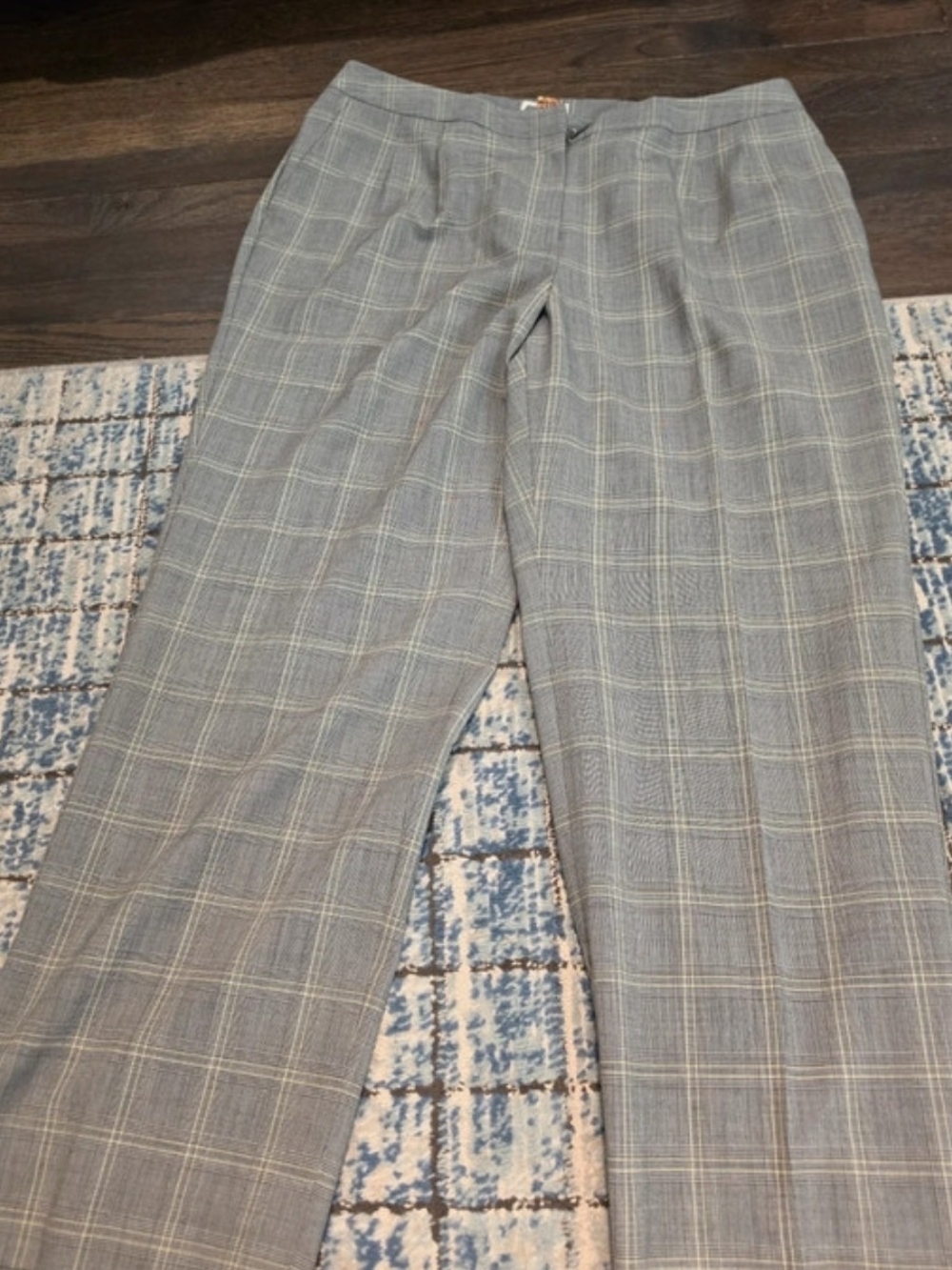 Talbots Gray Plaid Wide-Leg Trousers